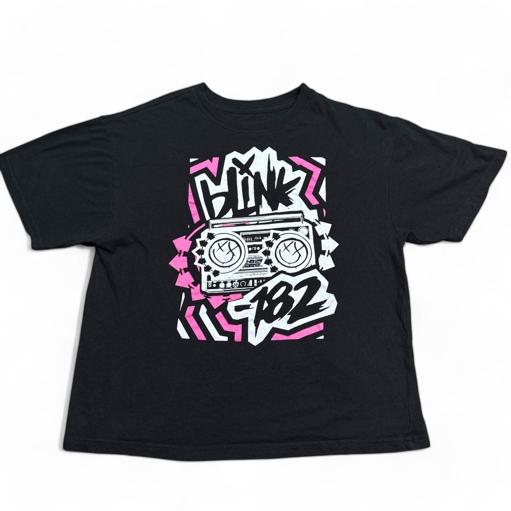 Blink 182 Tee Shirt Top‎ Womens Size XS Black Vintage Style Band Graphic Logo